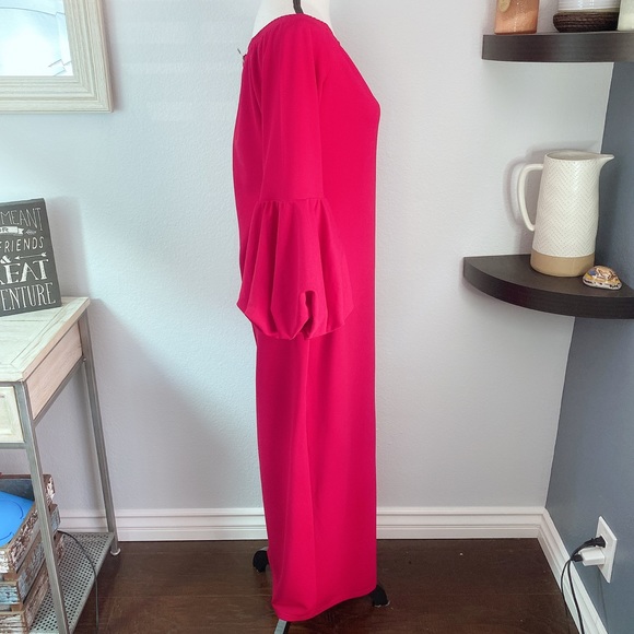 45. SHEIN red ruffle sleeves long dress - Picture 3 of 6